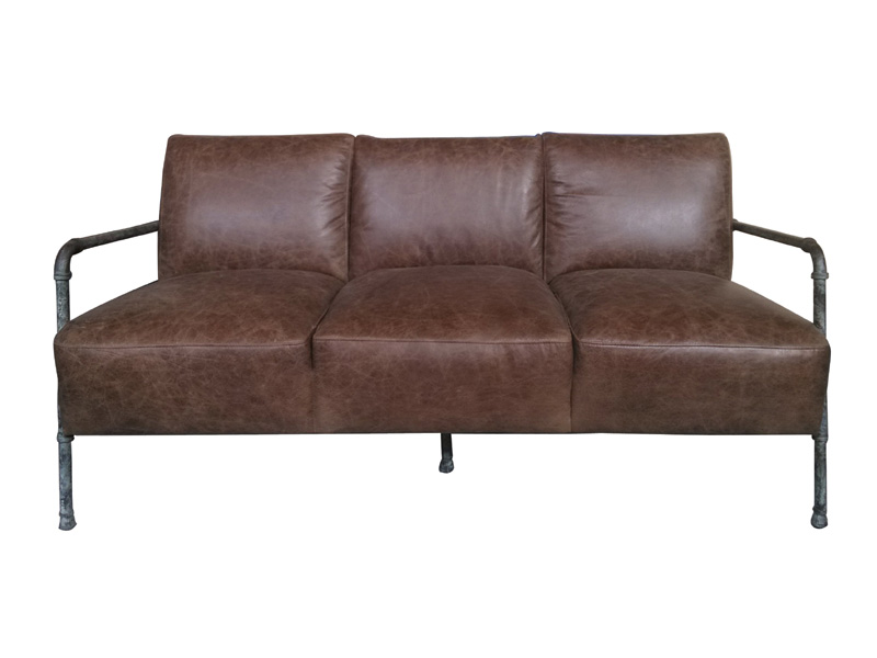 leather sofa with steel frame